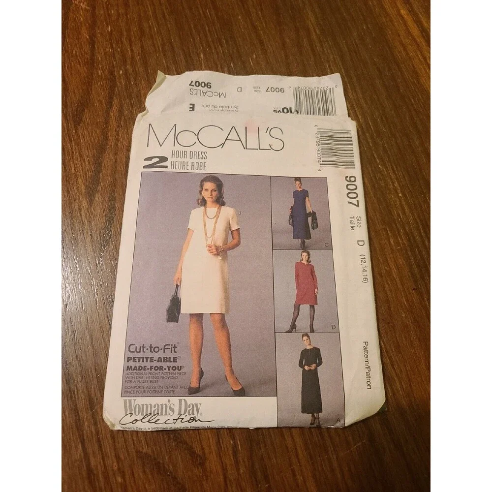 McCall 9007 Vintage Dress Size 12,14,16 Sewing Pattern